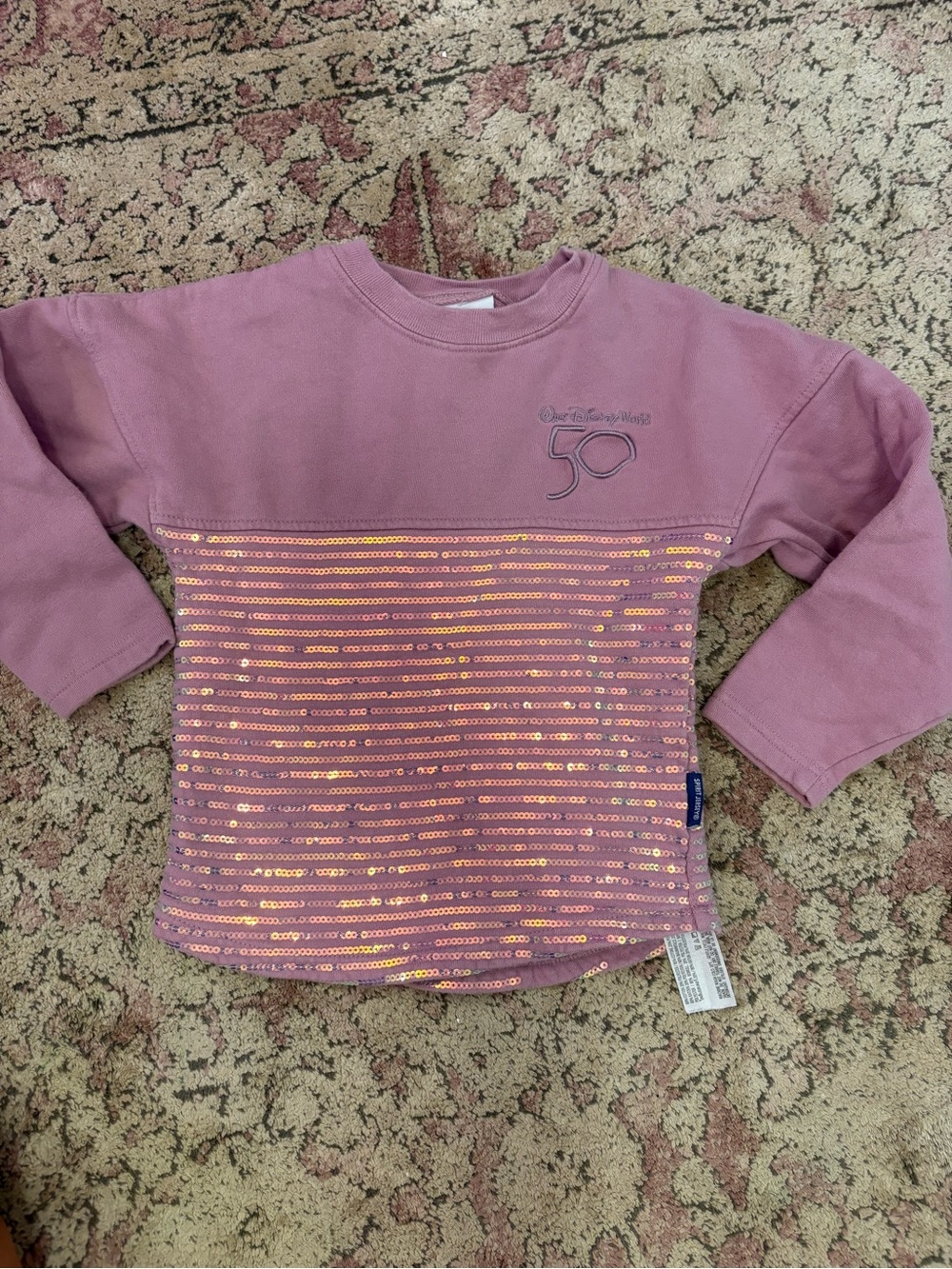 Disney Mauve Purple Sequin Stripe Crewneck Sweatshirt